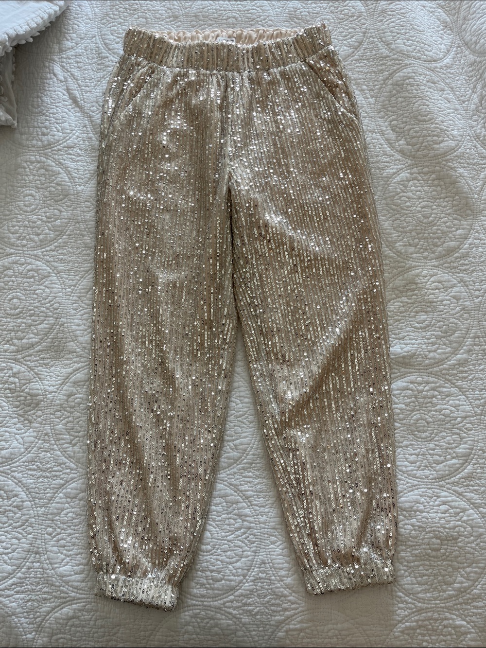 LOFT Sequin Joggers in Champagne Gold XXSP